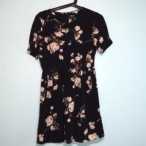 Navy blue dress with flower design